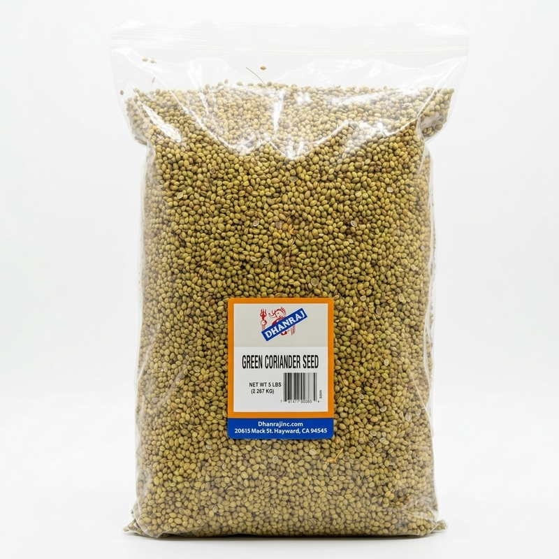 Dhanraj Coriander Seeds featuring clean, golden-brown whole seeds for authentic cooking