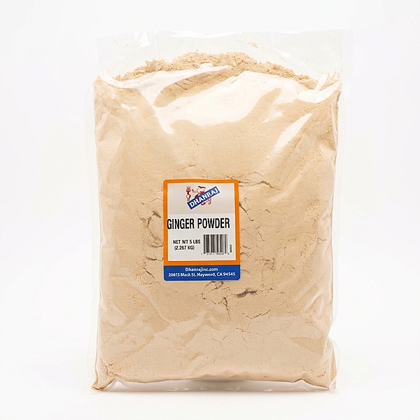 Dhanraj Ground Ginger Powder featuring a light-yellow, aromatic dry ginger for cooking and wellness