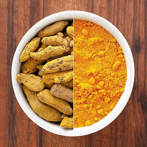 Dhanraj Turmeric Powder a vibrant, deep golden-yellow ground spice for cooking and wellness