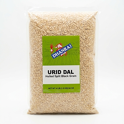 Dhanraj Hulled Urid Dal, white urad seeds used for making idli and dosa batter