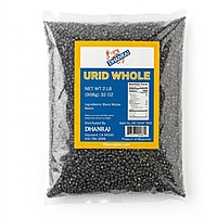 4lb bag of Dhanraj Urid Dal featuring clean, split white lentils for authentic Indian cooking.