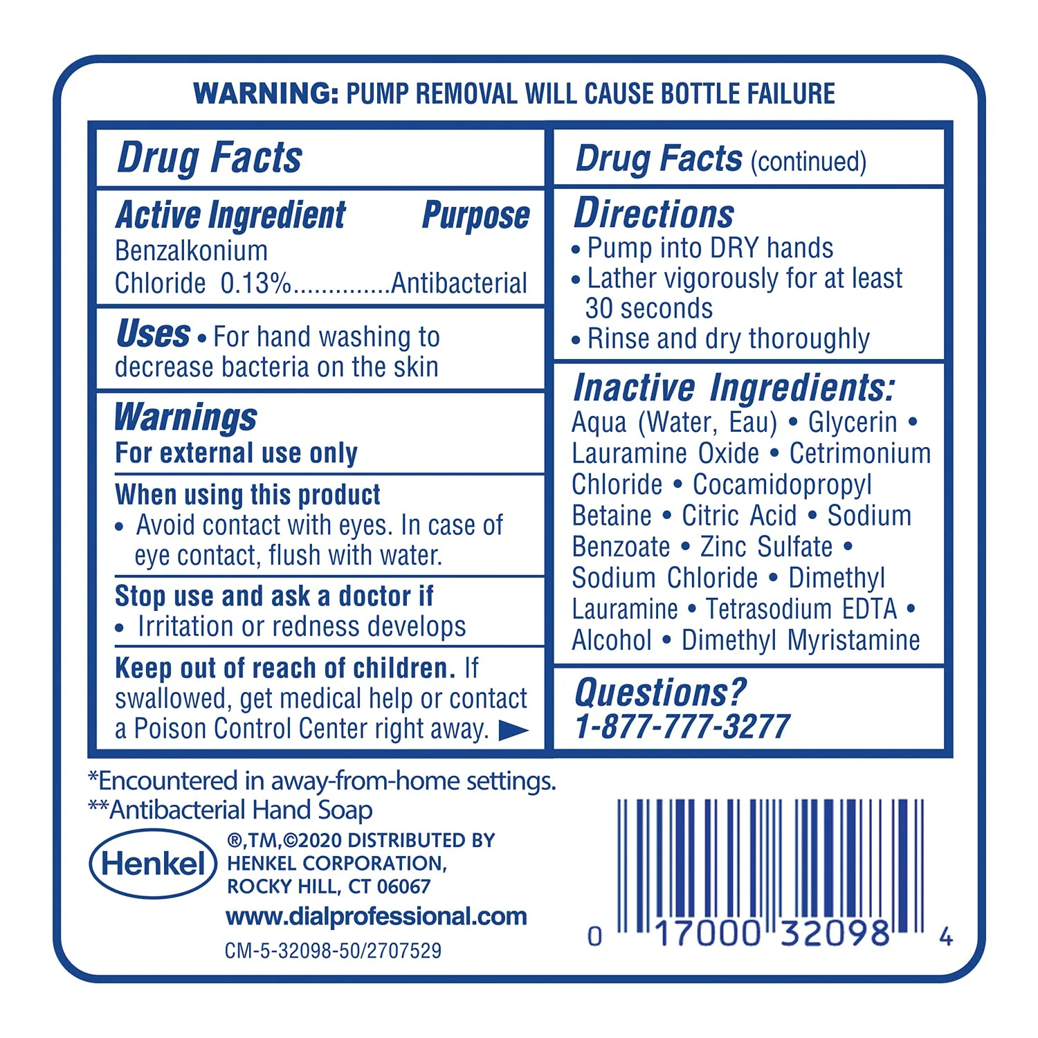 Dial Clean + Gentle Antibacterial Foaming Hand Wash Refill, Unscented