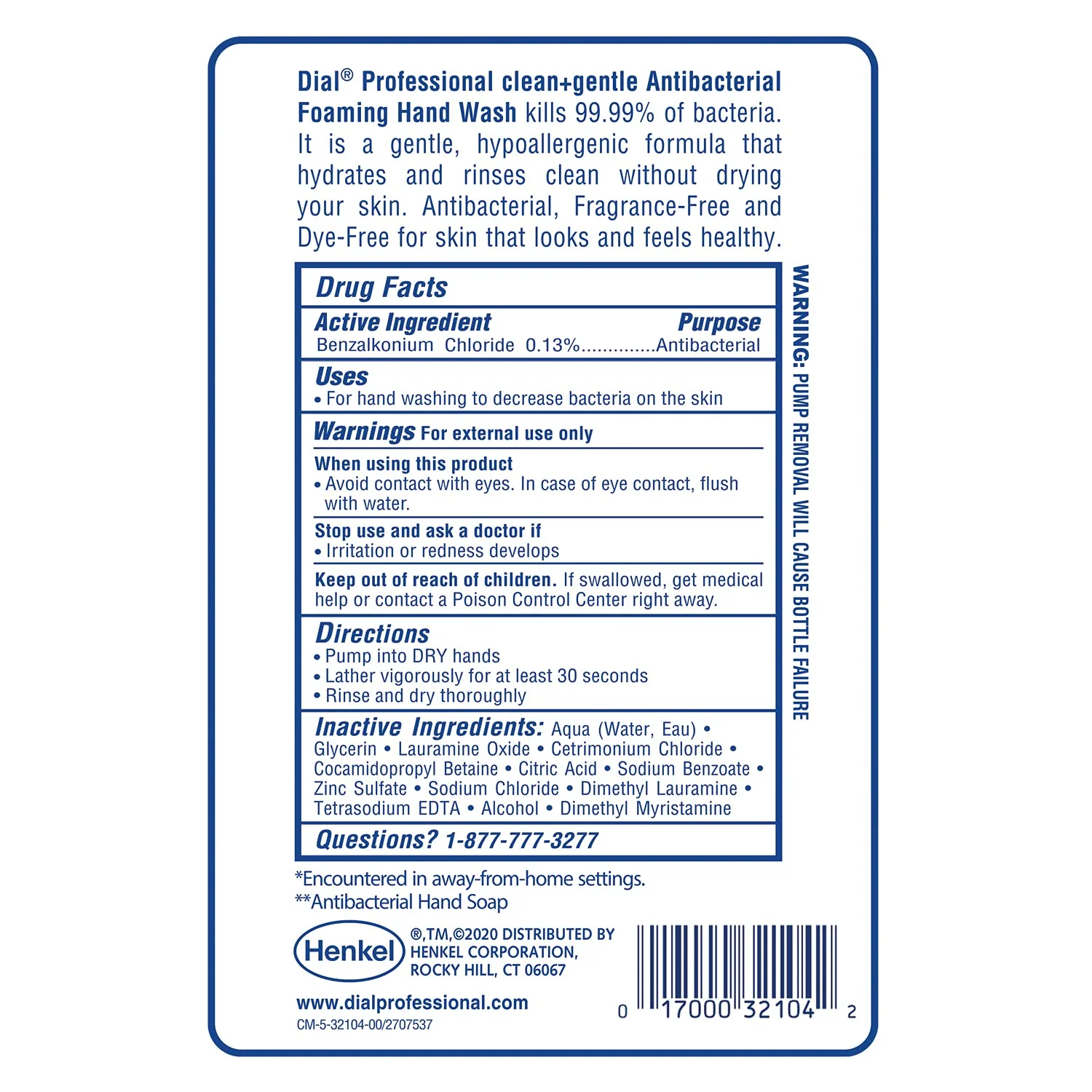 Dial Clean + Gentle Antibacterial Foaming Hand Wash Refill, Unscented