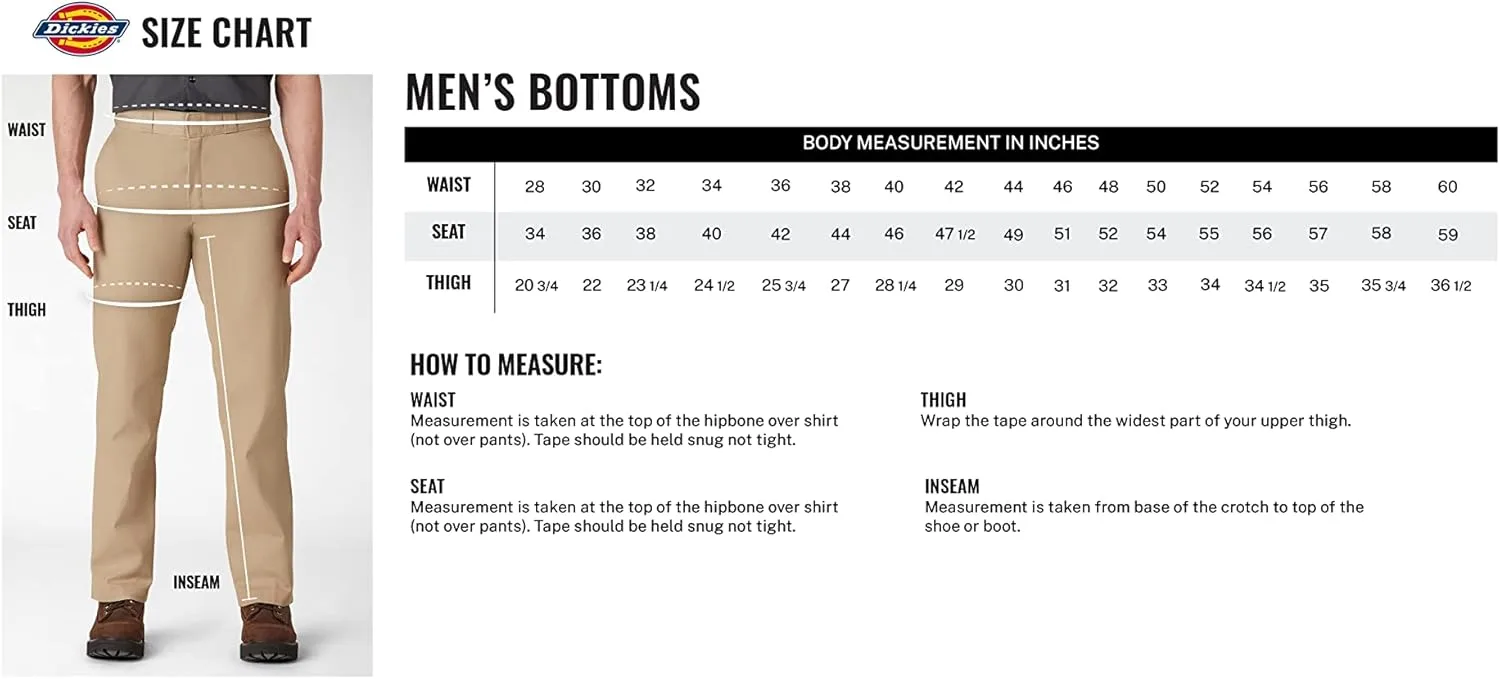 DICKIES Men's Loose Fit Double Knee Work Pants – Durable Twill Utility Trousers