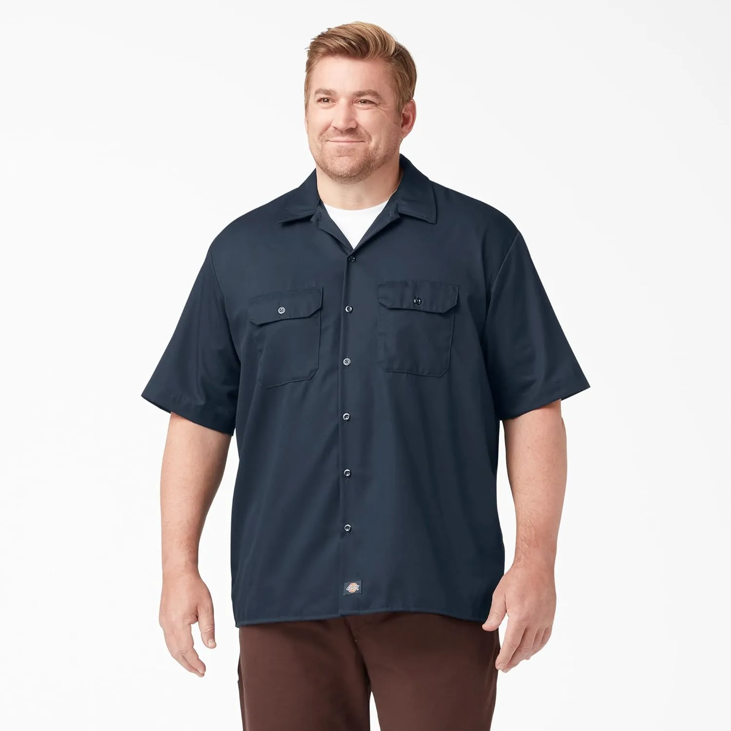 DICKIES Men's Short Sleeve Twill Work Shirt - Button-Front
