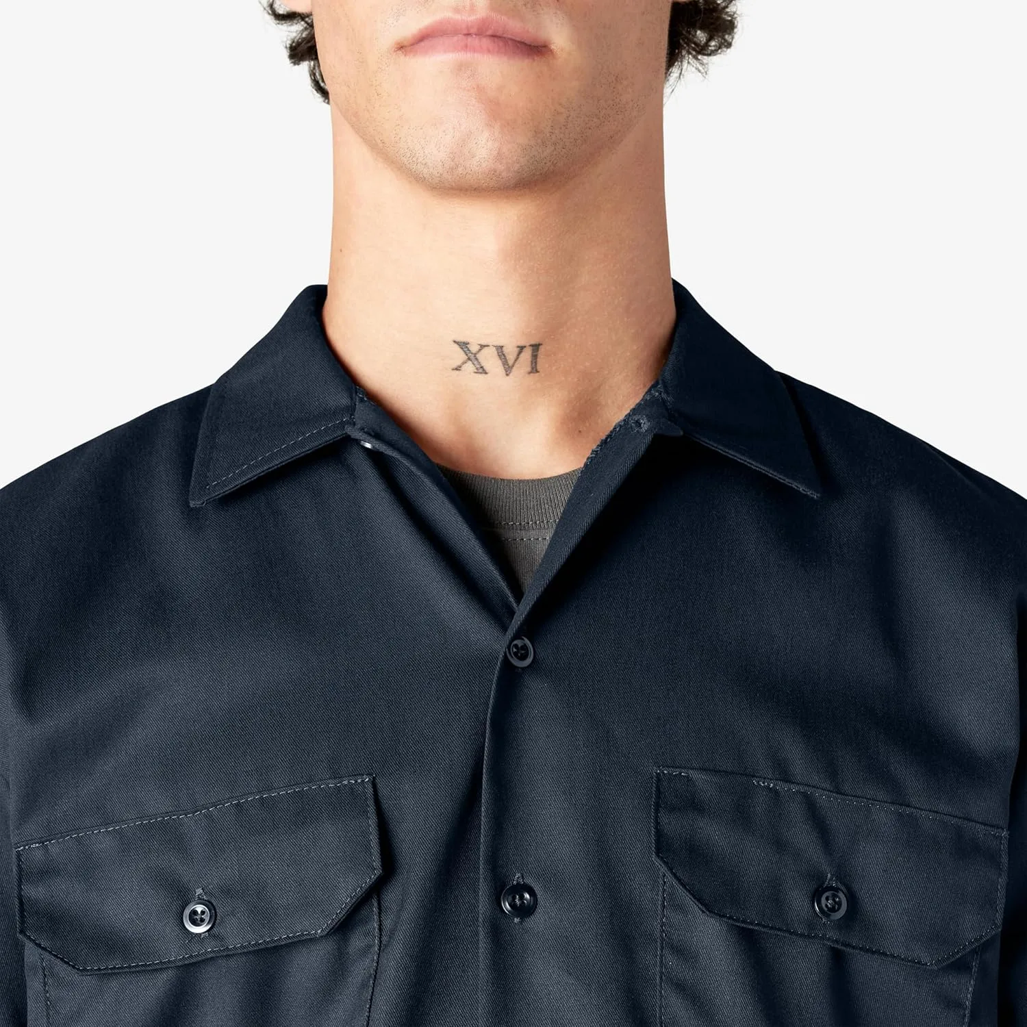 DICKIES Men's Short Sleeve Twill Work Shirt - Button-Front