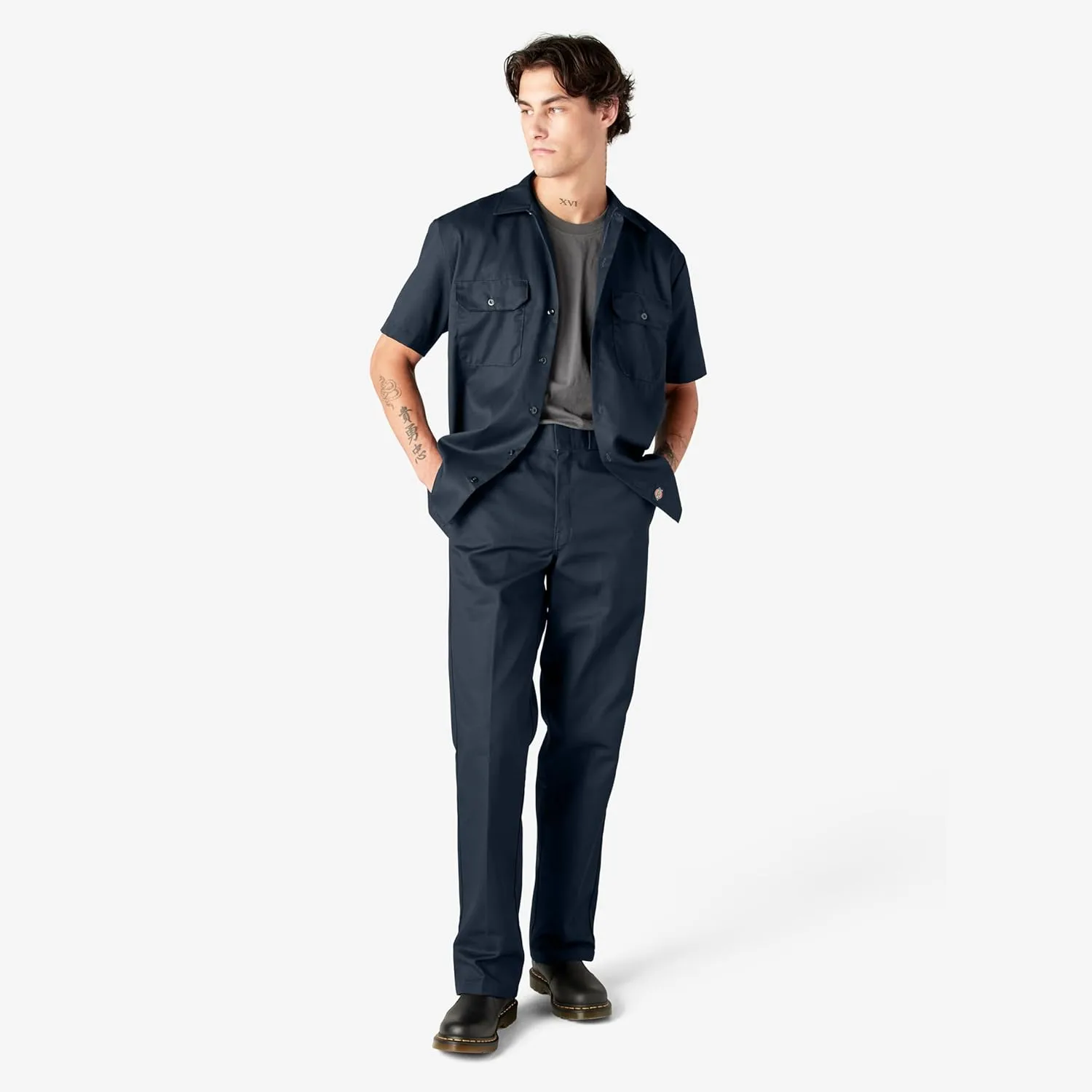 DICKIES Men's Short Sleeve Twill Work Shirt - Button-Front