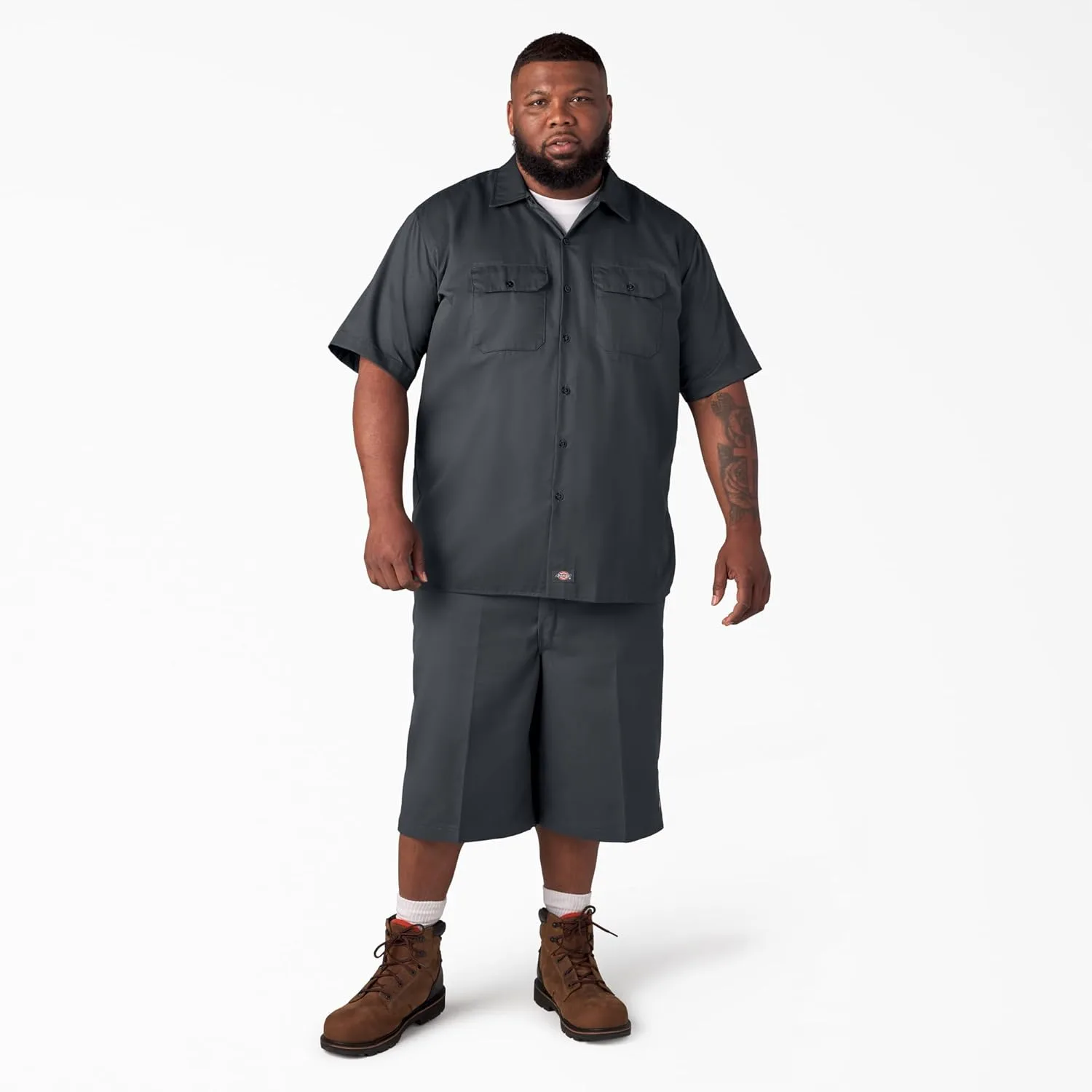DICKIES Men's Short Sleeve Twill Work Shirt - Button-Front
