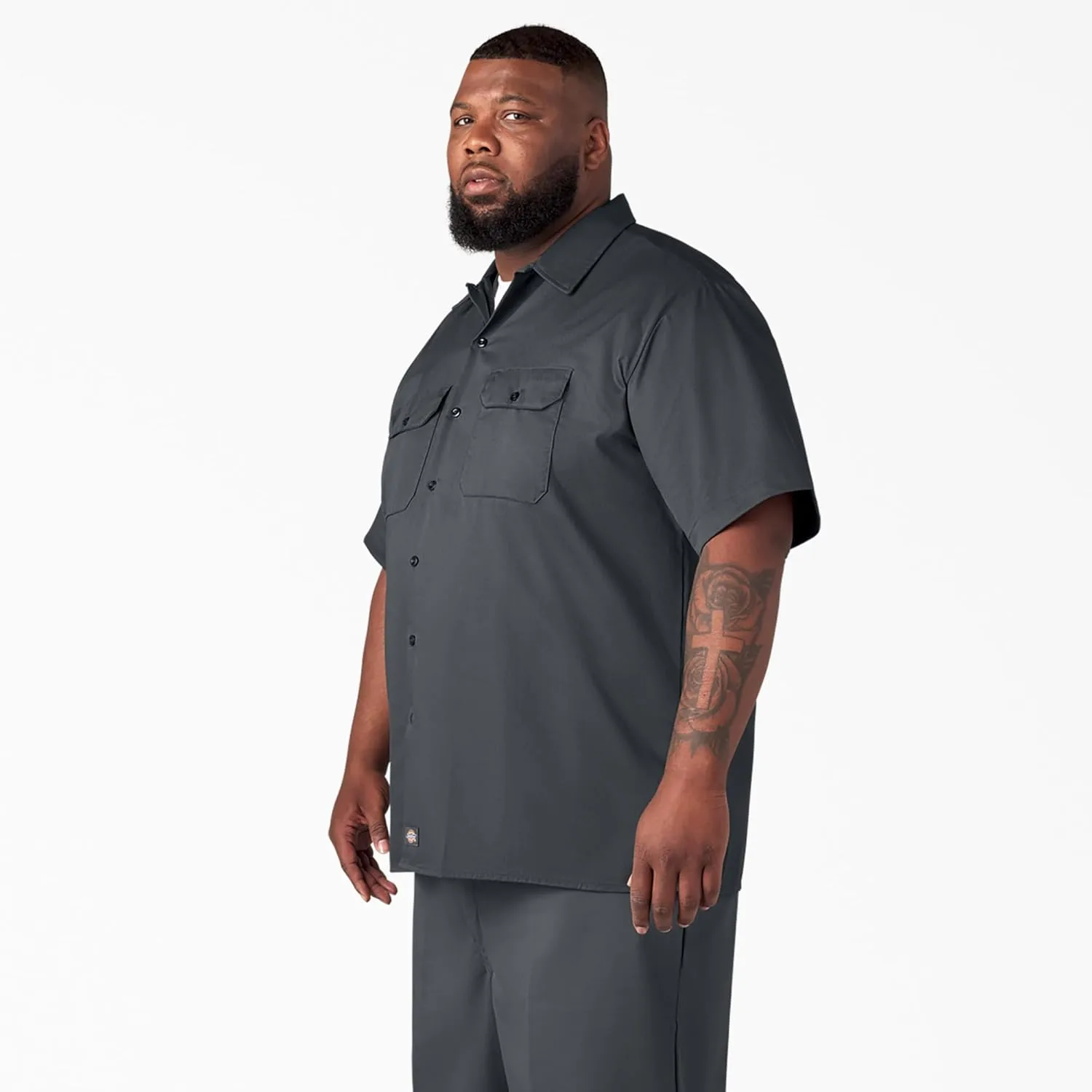 DICKIES Men's Short Sleeve Twill Work Shirt - Button-Front