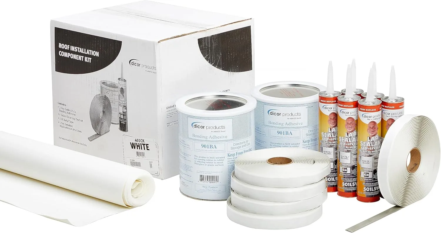 Dicor 401-CK Rubber Roof Kit - Installation Component Kit, White EPDM & TPO