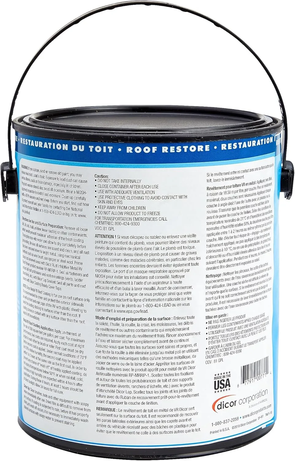 Dicor RP-MRC-1 Acrylic Elastomeric Metal RV Roof Coating - 1 Gallon (White)