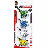 Moto Man Die-Cast Pull Back Airplane Model Set of 4 | Metal Fighter Jet Toys for Kids