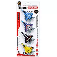 Moto Man Die-Cast Pull Back Airplane Model Set of 4 | Metal Fighter Jet Toys for Kids