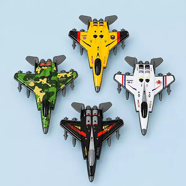Moto Man Die-Cast Pull Back Airplane Model Set of 4 | Metal Fighter Jet Toys for Kids