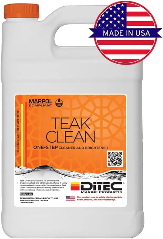TEAK CLEAN - Environmentally Friendly Alternative To Phosphoric Acid or other Caustic Cleaners, 1 Gallon