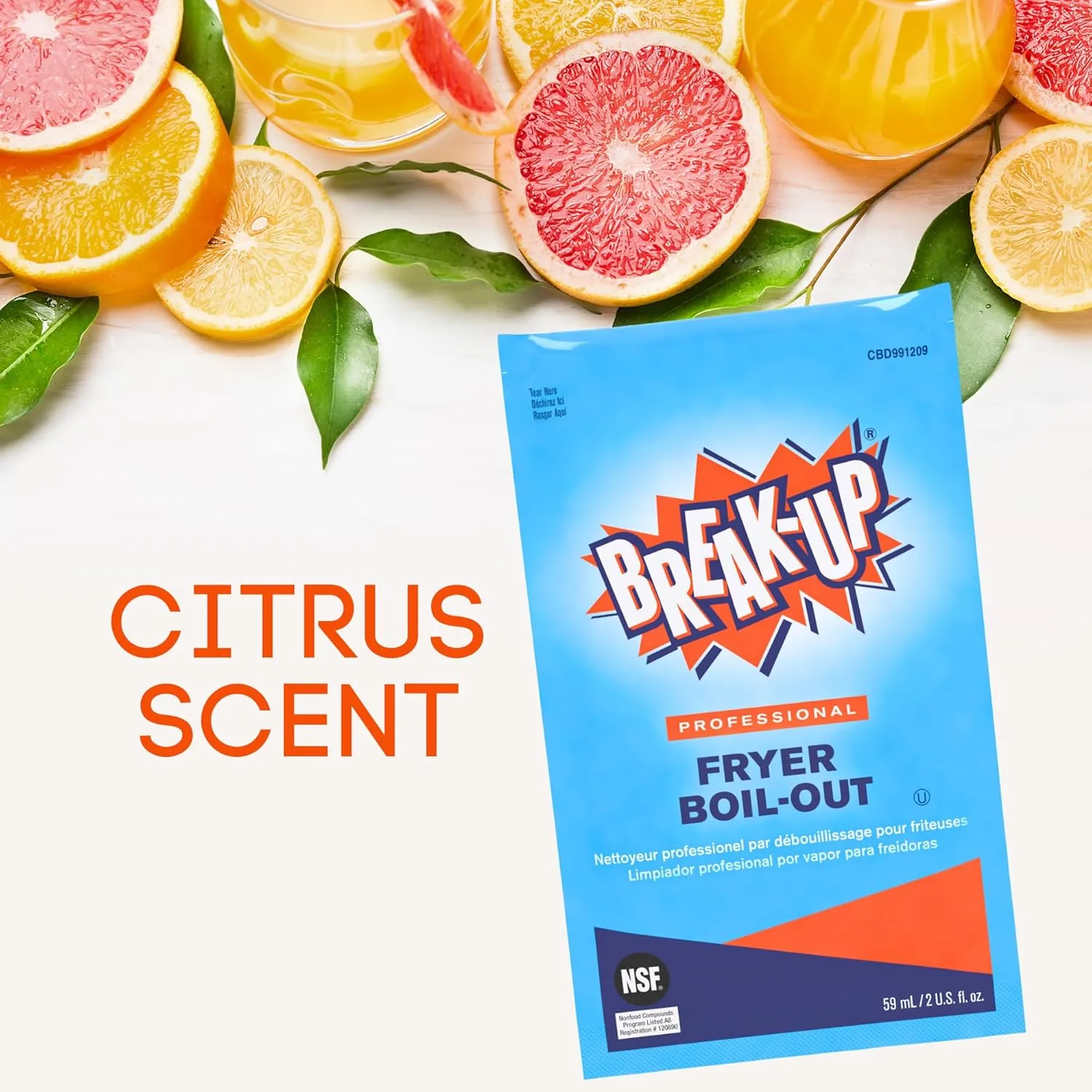 Diversey BREAK-UP Fryer Boil-Out Cleaner Packets, 2 oz, Case of 36
