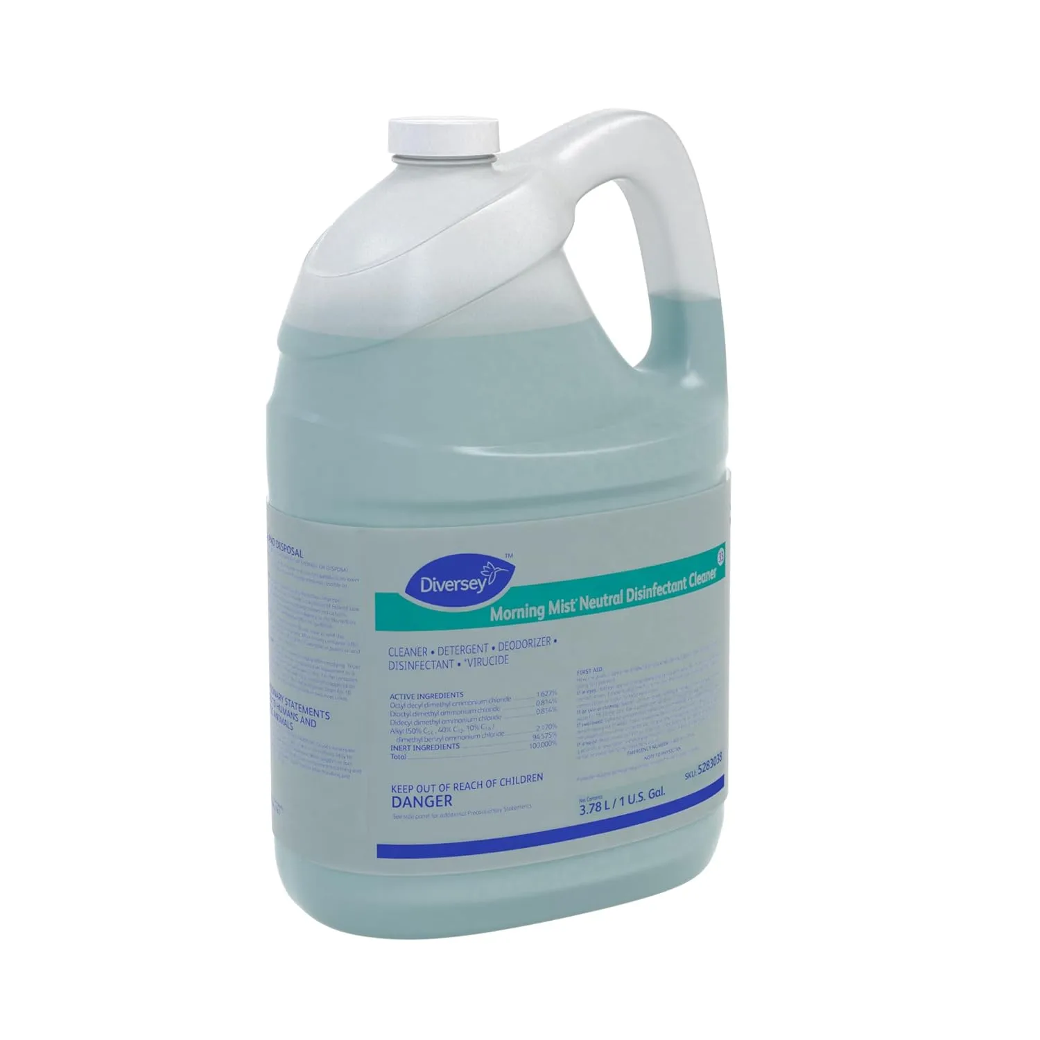 Diversey Morning Mist Neutral Disinfectant Cleaner, Fresh Scent, 128 Oz Carton, Case Of 4