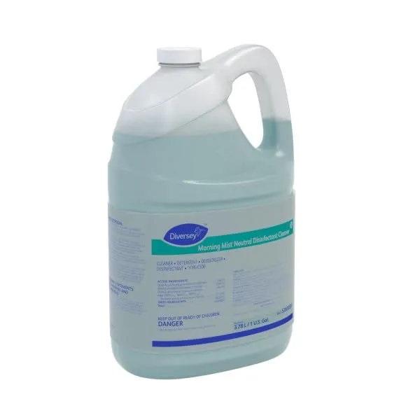 Diversey Morning Mist Neutral Disinfectant Cleaner, Fresh Scent, 128 Oz Carton, Case Of 4