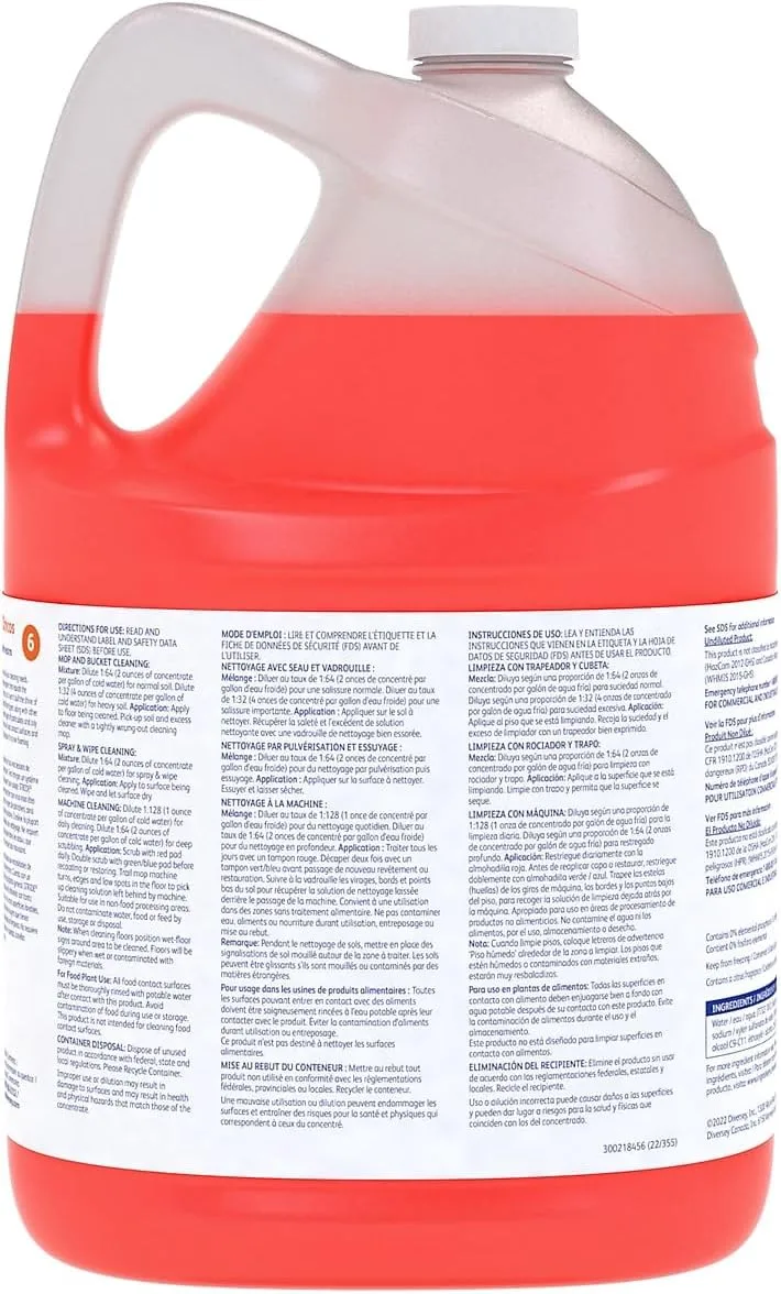 Diversey Stride Neutral Cleaner, Citrus Scent, 128 Oz Bottle, Case Of 4