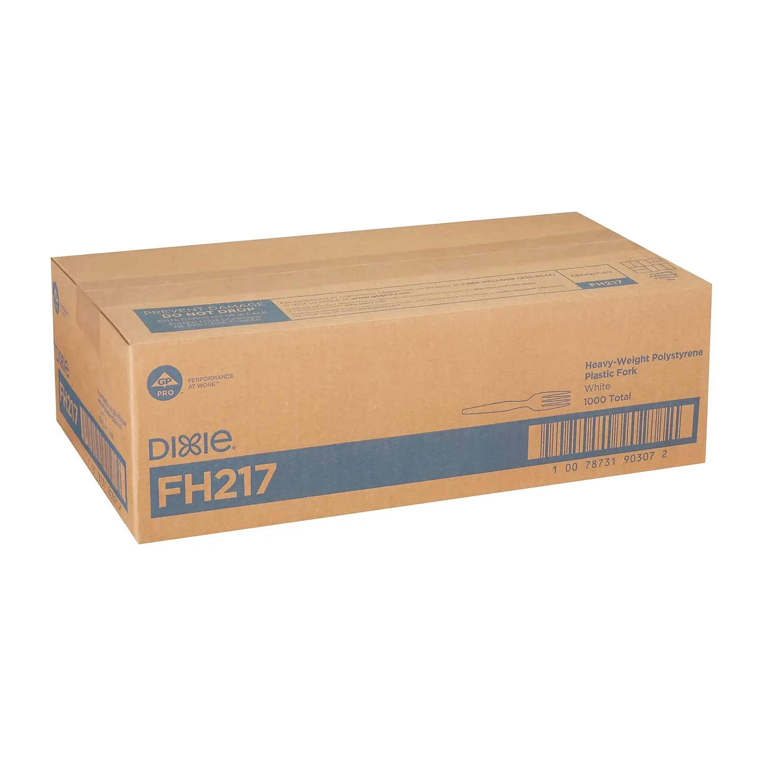 Dixie 7.13" Heavy-Weight Polystyrene Plastic Forks By GP PRO, White, 1000 Count, FH217 White 1 box of 1000