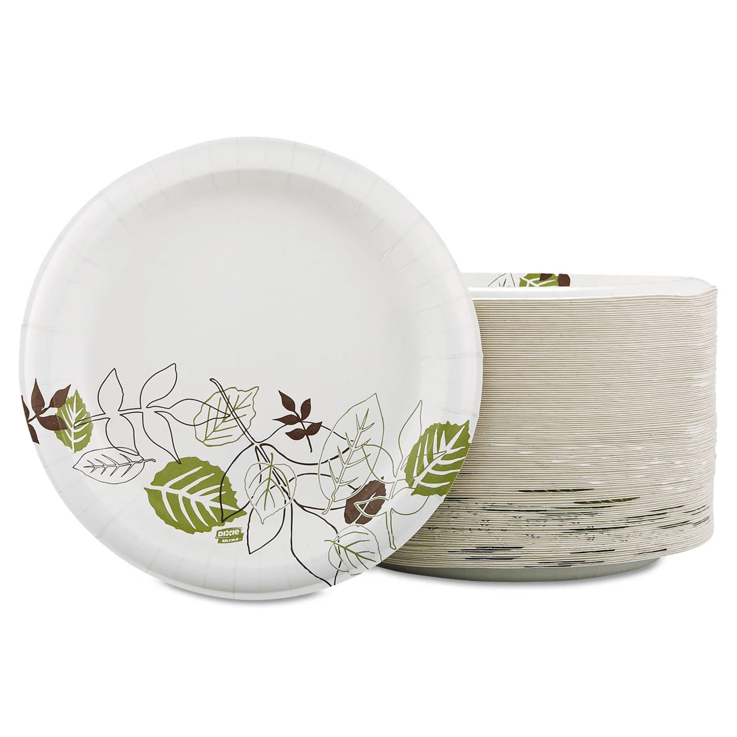 Dixie Pathways Soak Proof Shield Heavyweight Paper Plates, 10.13" Dia, Green/burgundy, 125/pack
