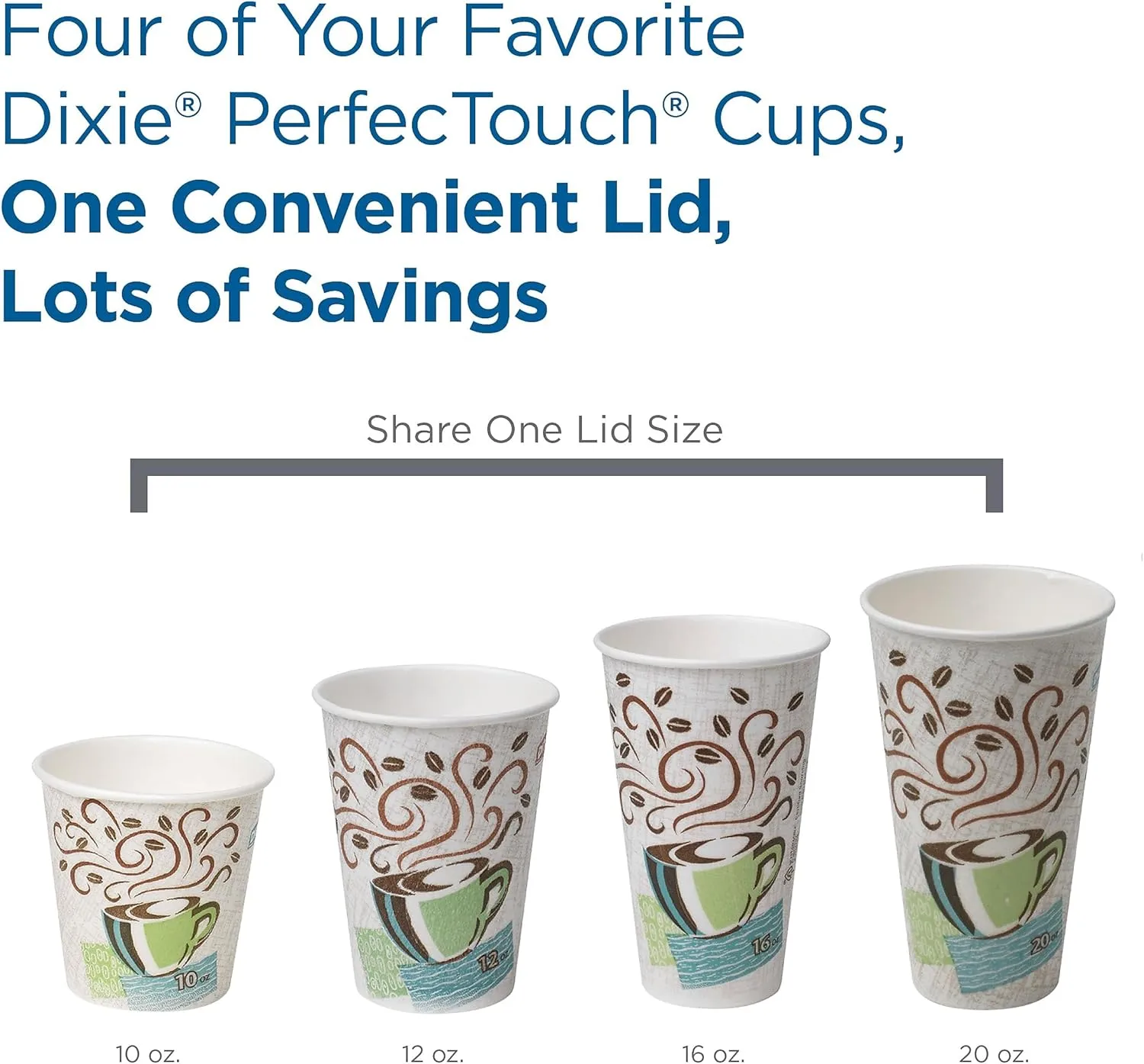 Dixie PerfecTouch Insulated Paper Hot Cups, 16 oz, Coffee Haze Design - 50 Count