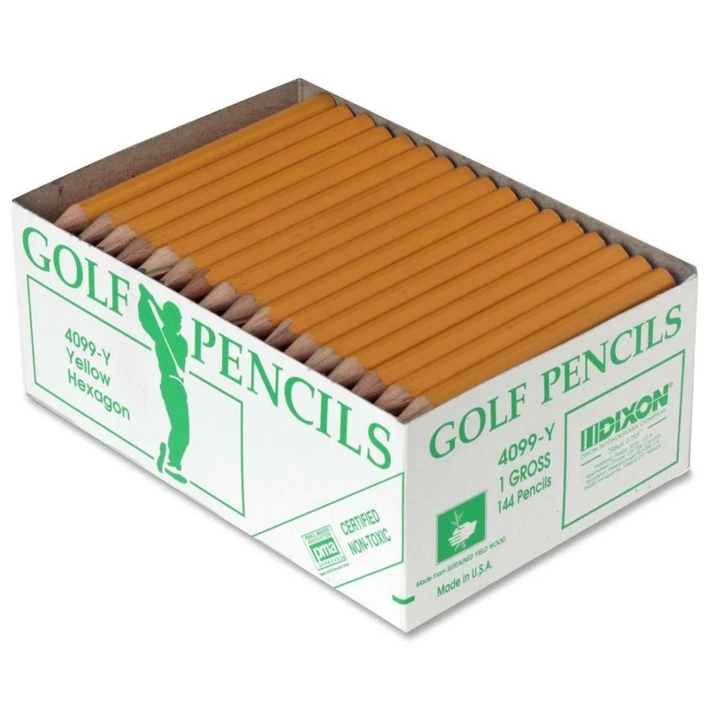 Dixon® Presharpened Golf Pencils, #2 Soft Lead, Yellow, Pack Of 144