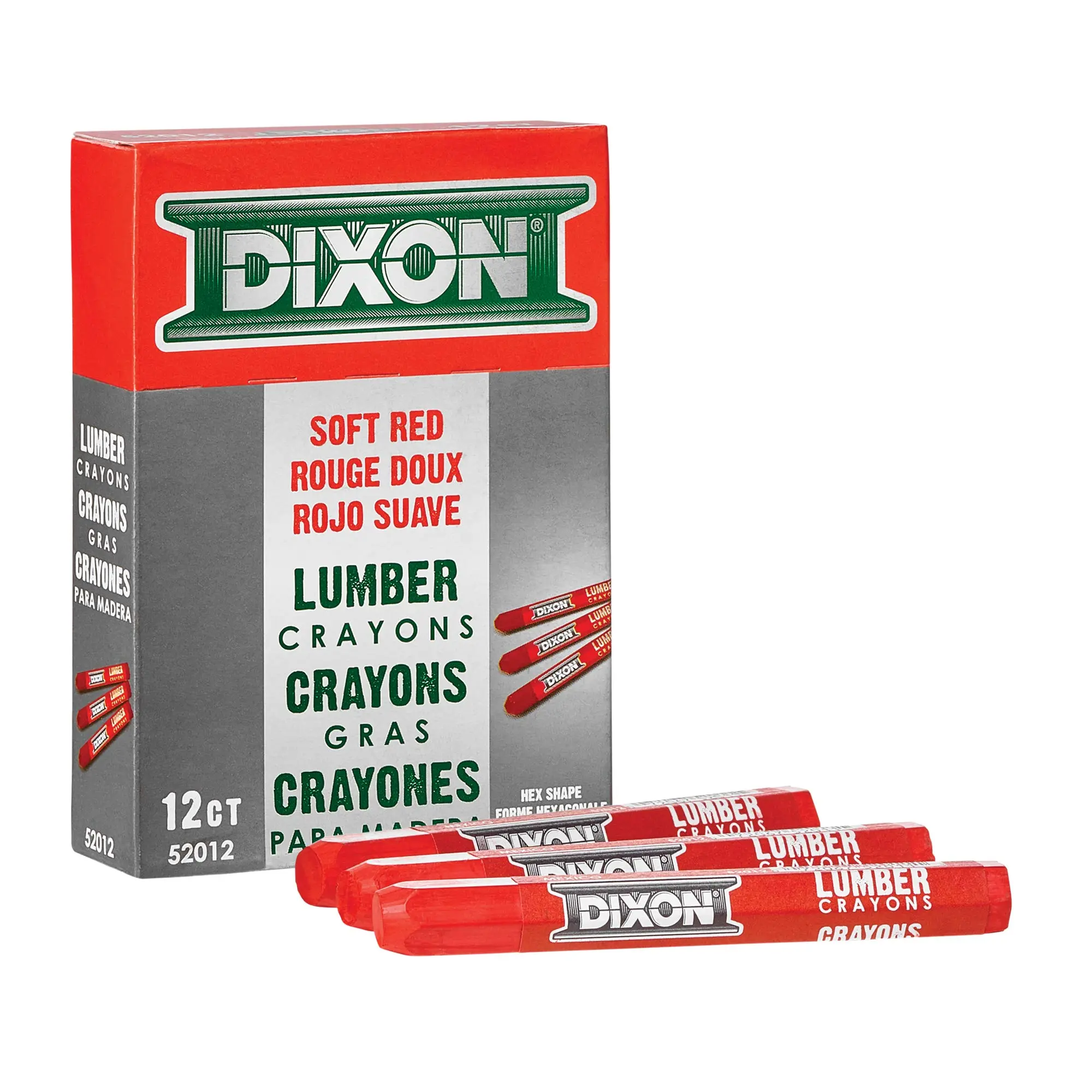 DIXON TICONDEROGA Industrial Lumber Marking Crayons, 4.5 x 1/2 Inches Hex