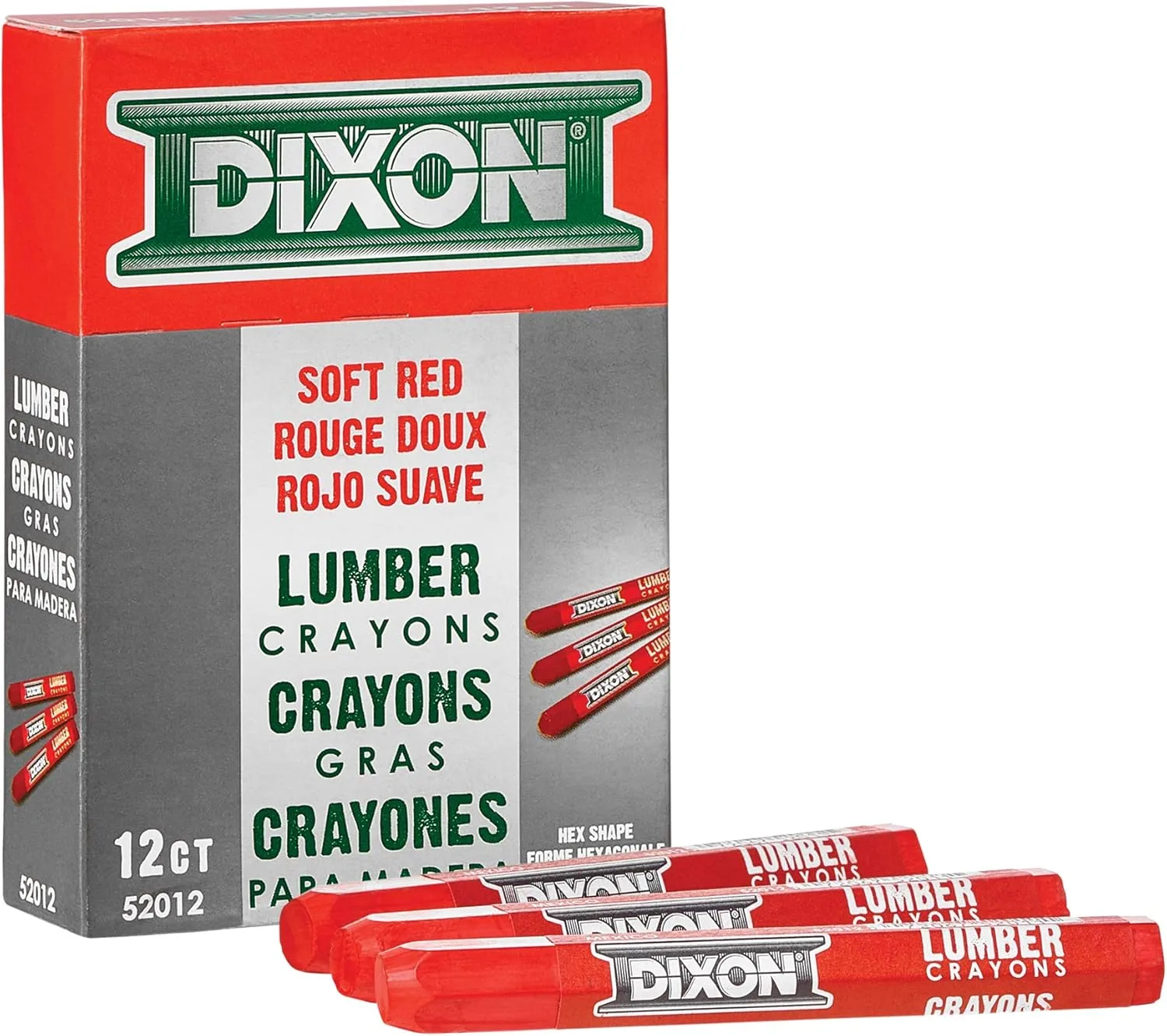 DIXON TICONDEROGA Industrial Lumber Marking Crayons, 4.5 x 1/2 Inches Hex