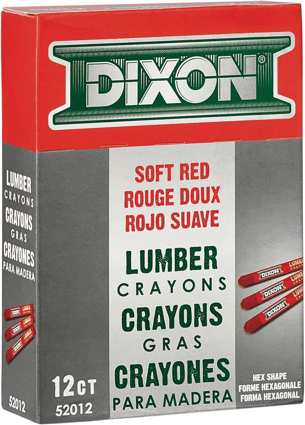 DIXON TICONDEROGA Industrial Lumber Marking Crayons, 4.5 x 1/2 Inches Hex