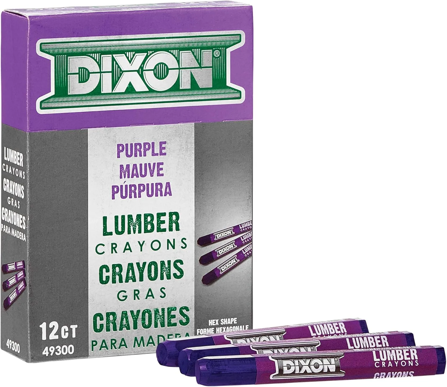 DIXON TICONDEROGA Industrial Lumber Marking Crayons, 4.5 x 1/2 Inches Hex