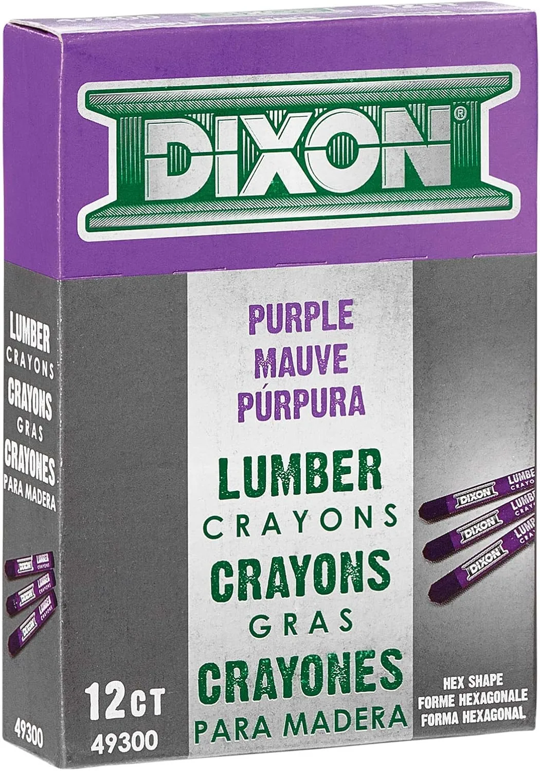 DIXON TICONDEROGA Industrial Lumber Marking Crayons, 4.5 x 1/2 Inches Hex