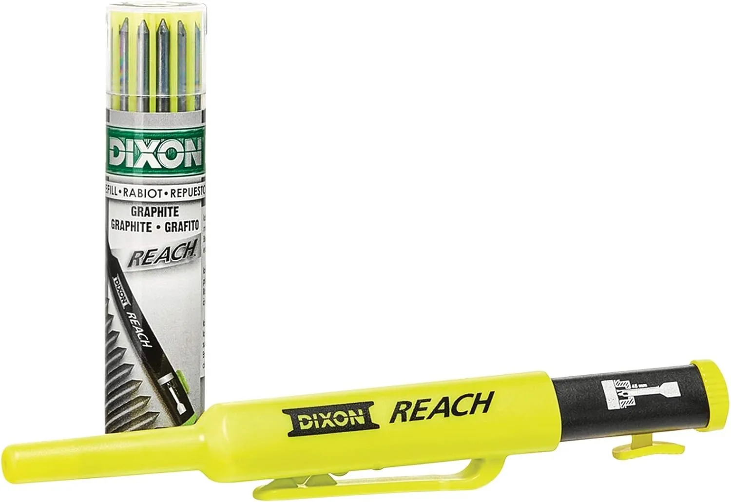 Dixon Industrial REACH- Deep Hole Mechanical Pencil with Lead Refills included, Yellow (14301)