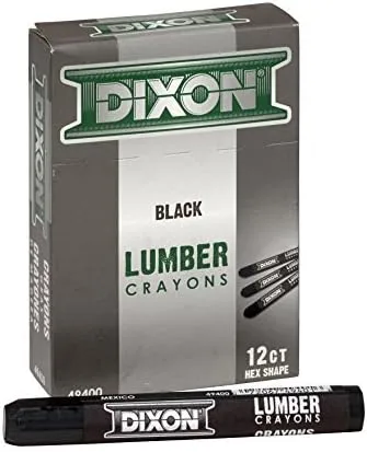 Dixon Ticonderoga 49400 Black Lumber Crayon, 0.5 x 4.5 inches
