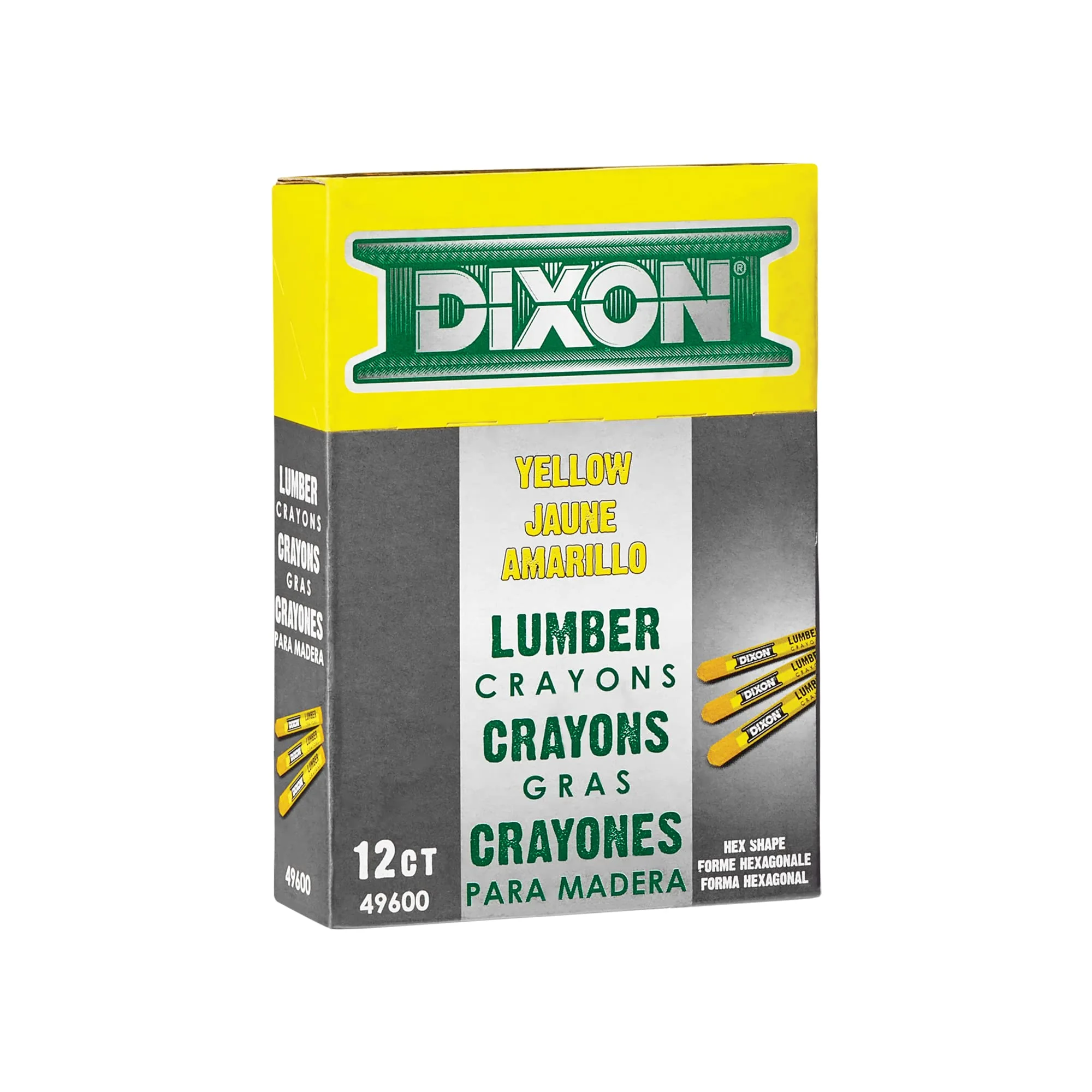 DIXON TICONDEROGA Industrial Lumber Marking Crayons, 4.5 x 1/2 Inches Hex