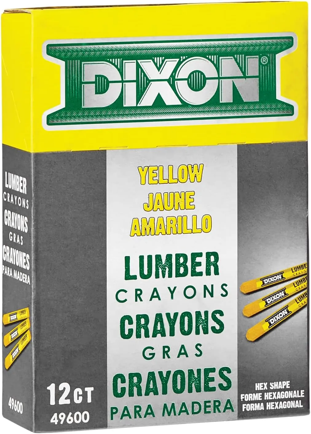 DIXON TICONDEROGA Industrial Lumber Marking Crayons, 4.5 x 1/2 Inches Hex
