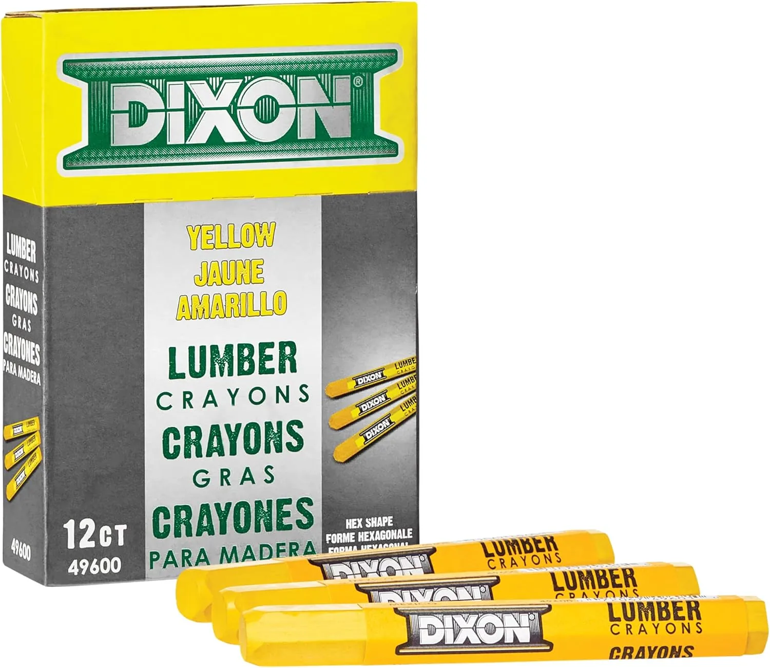 DIXON TICONDEROGA Industrial Lumber Marking Crayons, 4.5 x 1/2 Inches Hex