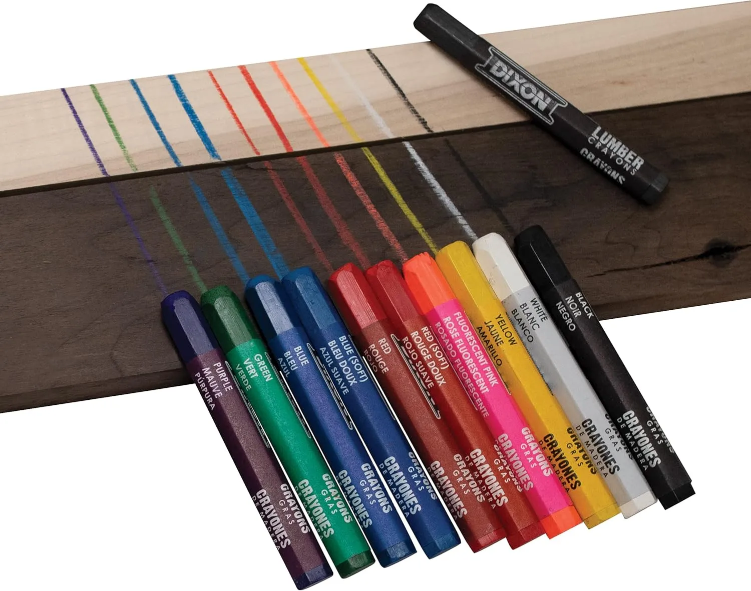 DIXON TICONDEROGA Industrial Lumber Marking Crayons, 4.5 x 1/2 Inches Hex