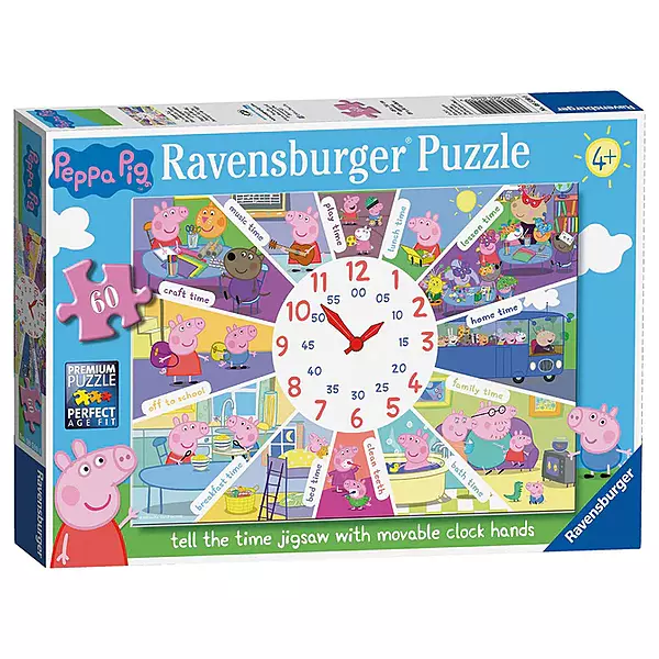 Peppa Pig Tell The Time Clock 60 Piece Jigsaw Puzzle