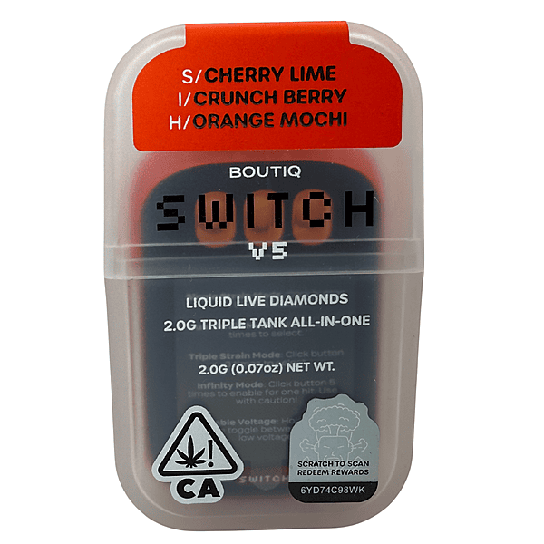Boutiq Switch V5 Cherry Lime + Crunch Berry + Orange Mochi Liquid Live Diamonds Triple Tank Disposable 2G