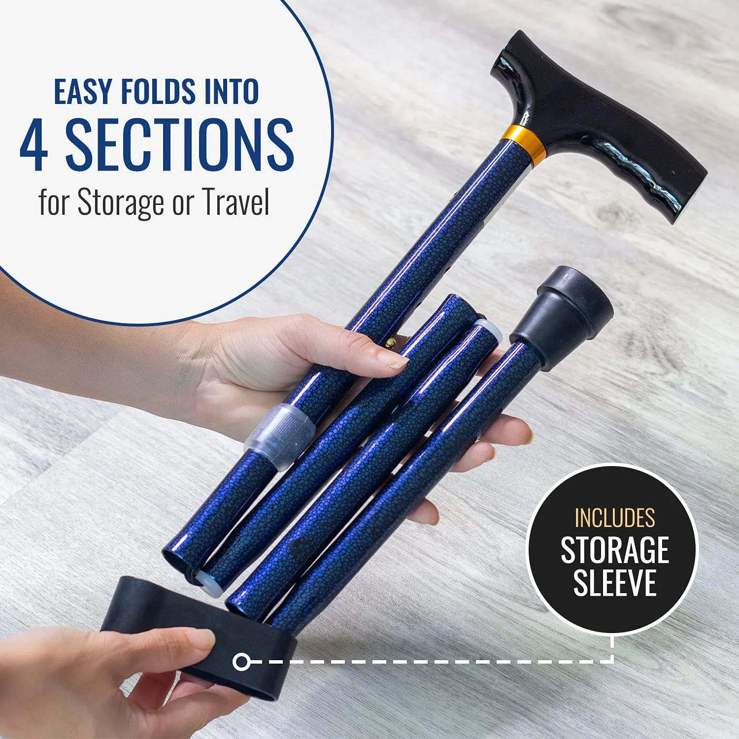 DMI Sports Walking Cane or Stick, Foldable Cane for Men, Women, Seniors and Handicapped Adjusts from 33-37" in 1 inch