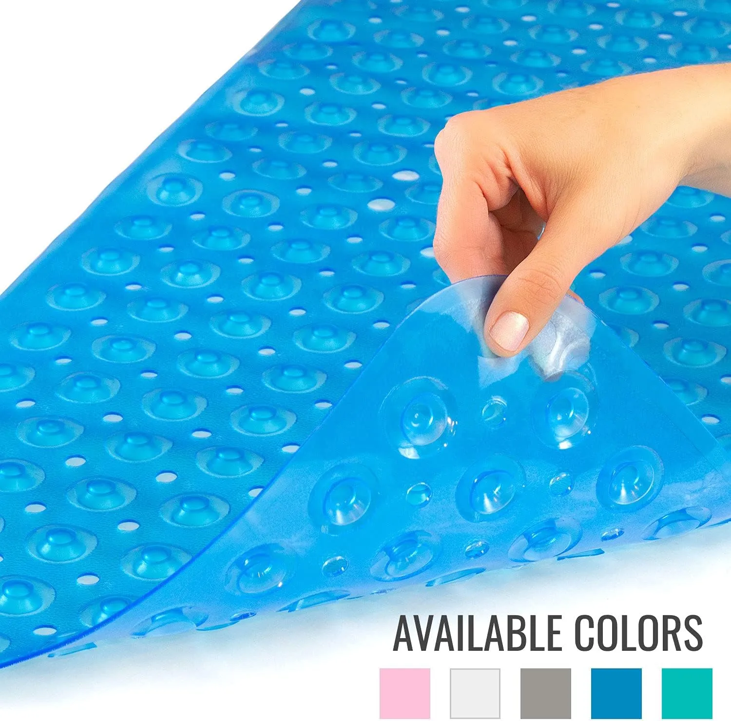 HealthSmart Bath Mat Extra Large No Slip Shower & Bathtub Mat with Suction Cups and Drain Holes for Anti-slip Grip