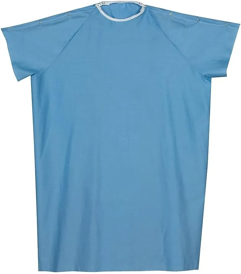 DMI Hospital Patient Gown for Women or Men, Back and Shoulder Snap, 36" Long