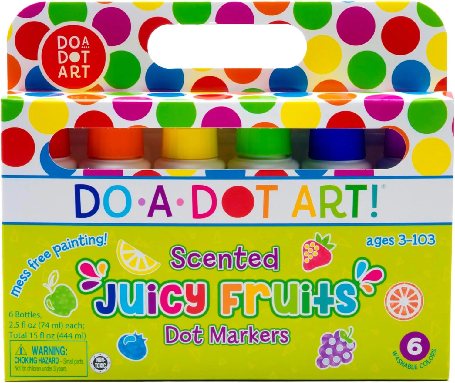 Fruit Scented Washable Dot Markers for Kids and Toddlers Educational Set of 6 Pack by Do A Dot Art, The Original Dot Marker