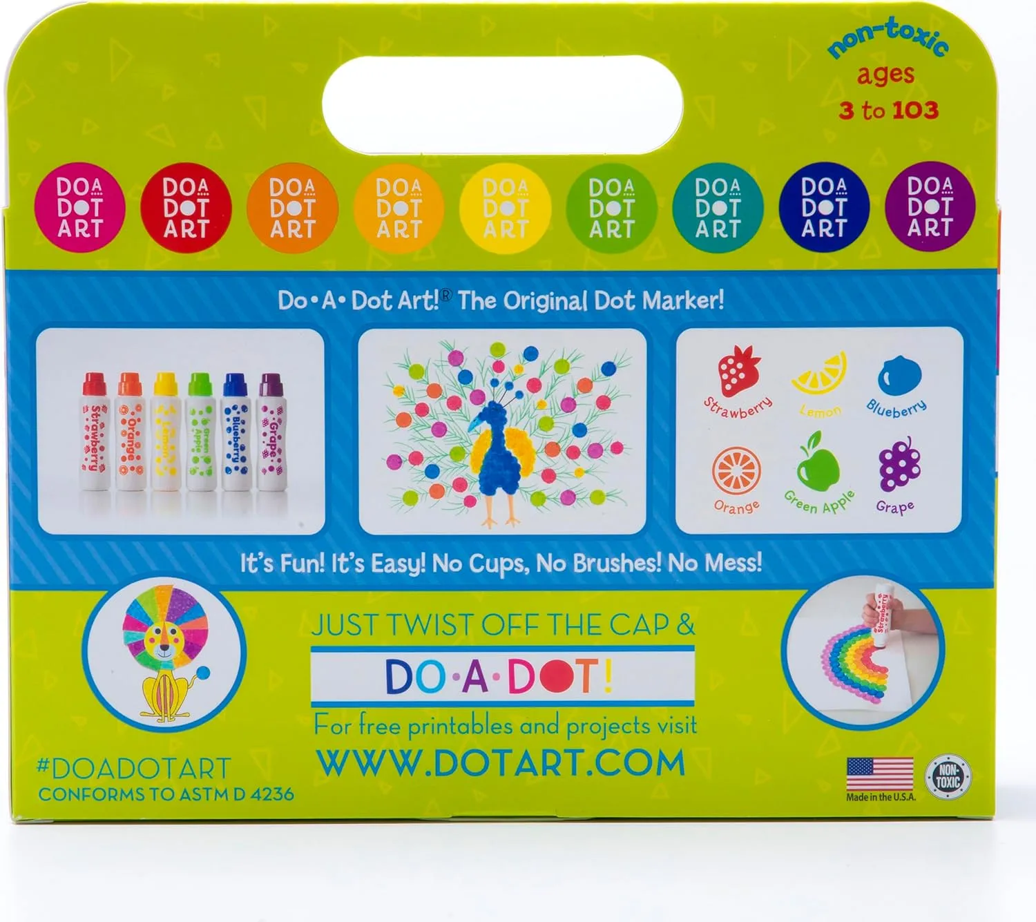 Fruit Scented Washable Dot Markers for Kids and Toddlers Educational Set of 6 Pack by Do A Dot Art, The Original Dot Marker