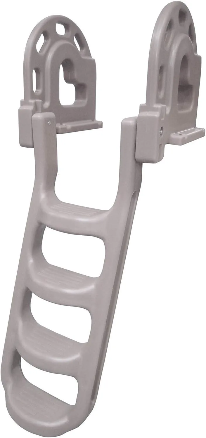 DOCK EDGE Flip-Up Polyethylene Roto Molded 4-Step Dock Ladder - Grey