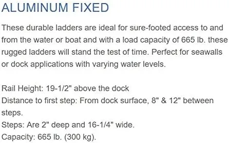 DOCK EDGE Fixed Eco Weld-Free Aluminum Dock Ladder