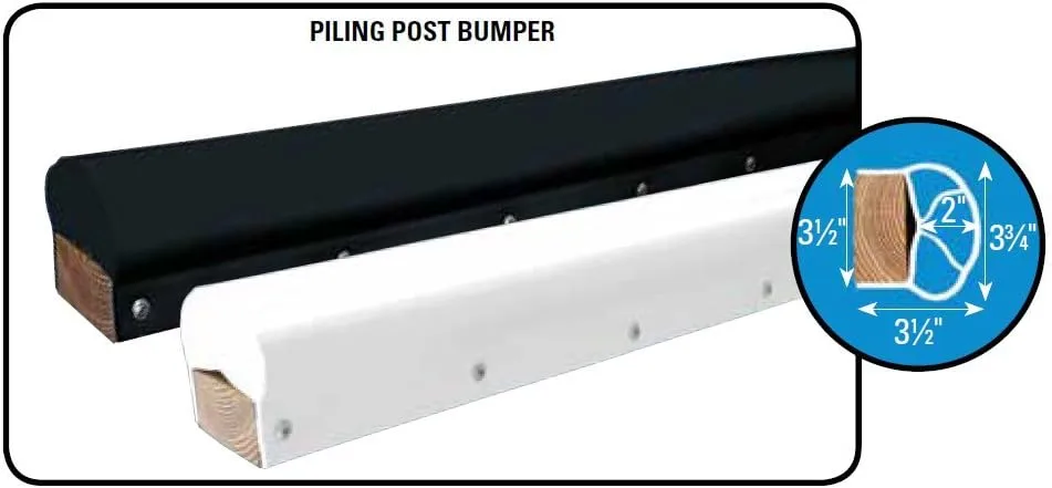 + DE1022BF Piling/Post Bumper, 6', Black, PVC, 2x4 Mount,