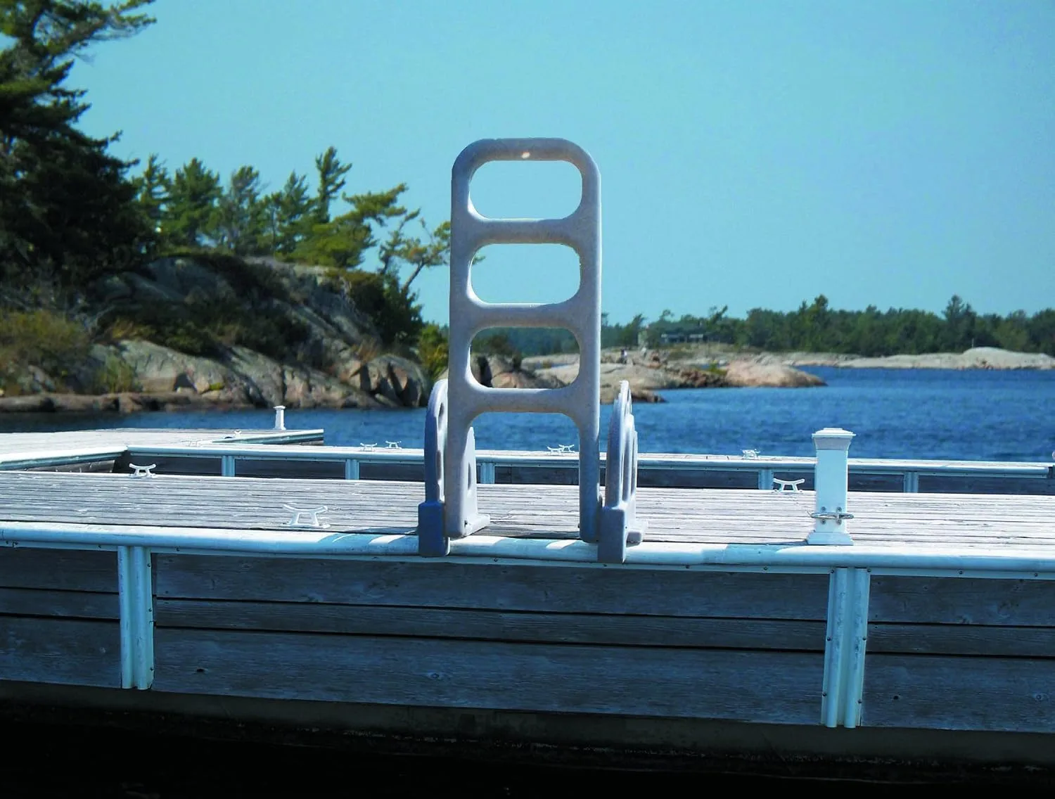 DOCK EDGE Flip-Up Polyethylene Roto Molded 4-Step Dock Ladder - Grey