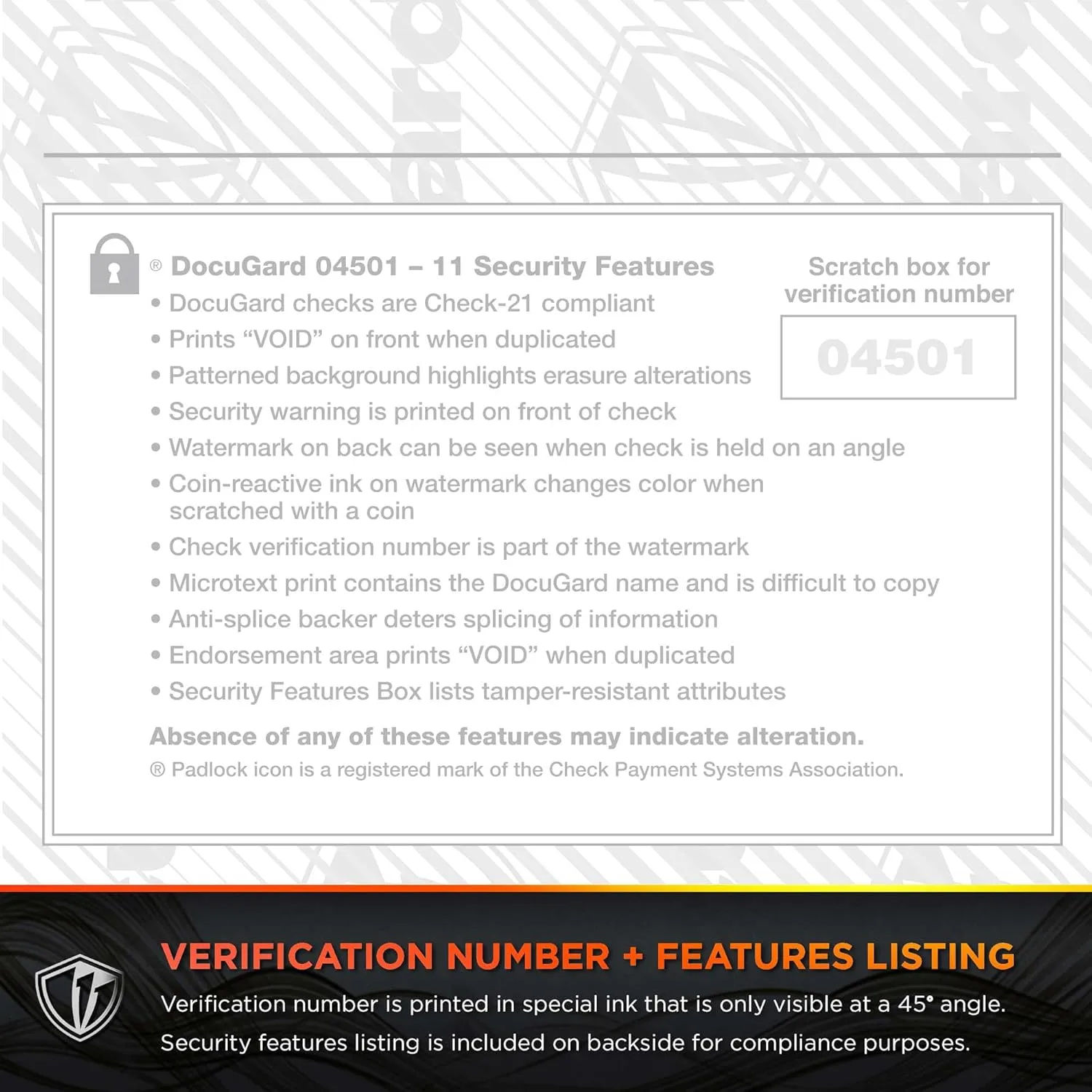 DocuGard Marble Security Business Checks, Letter 8.5 x 11